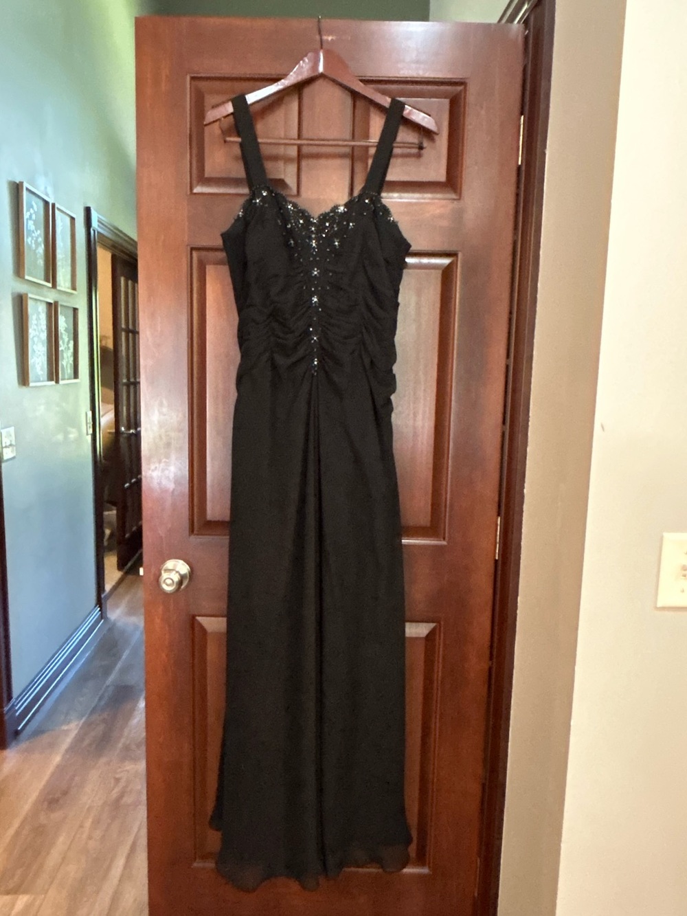 Jade by Jasmine Black Beaded Formal Evening Gown Dress